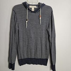L.O.G.G Hoodie Men or Womens Medium Long Sleeve Striped Knit Blue 100% Cotton